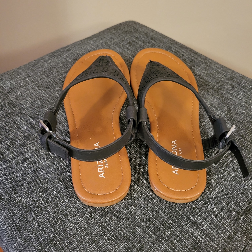 Arizona Jean Company Women's Black and Tan Floral Sandals, 8 - Picture 4 of 5